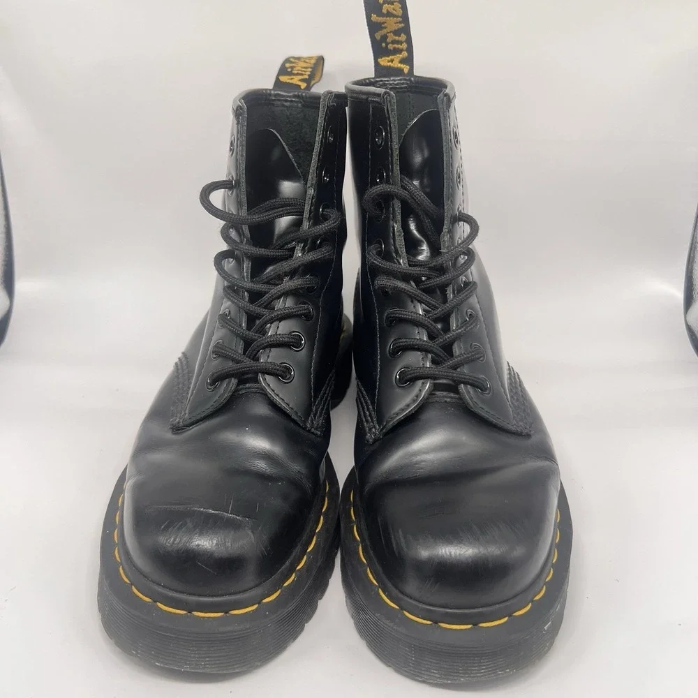 Dr. Doc Martens Bex Smooth combat boots 25345 Black Leather mens 7 womens 8 Lace